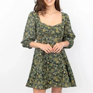 J. Crew Sweetheart long-sleeve mini dress in vintage vines